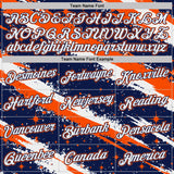 Custom Navy White-Orange Brush Stroke Splatter Starburst Performance T-Shirt