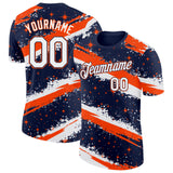 Custom Navy White-Orange Brush Stroke Splatter Starburst Performance T-Shirt