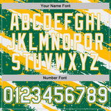 Custom Kelly Green White-Gold Brush Stroke Splatter Starburst Performance T-Shirt
