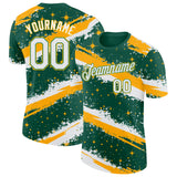 Custom Kelly Green White-Gold Brush Stroke Splatter Starburst Performance T-Shirt
