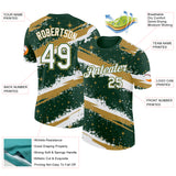 Custom Green White-Old Gold Brush Stroke Splatter Starburst Performance T-Shirt