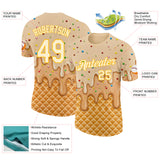 Custom Cream-Gold Ice Cream Waffle Foodie Dessert Performance T-Shirt
