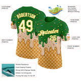 Custom Grass Green Cream-Gold Ice Cream Waffle Foodie Dessert Performance T-Shirt