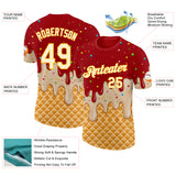 Custom Red Cream-Gold Ice Cream Waffle Foodie Dessert Performance T-Shirt
