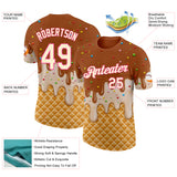 Custom Chocolate Brown Cream-Pink Ice Cream Waffle Foodie Dessert Performance T-Shirt