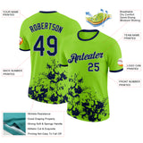 Custom Neon Green Navy-Gray Brush Stroke Splatter Performance T-Shirt