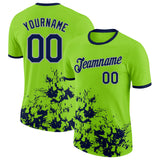 Custom Neon Green Navy-Gray Brush Stroke Splatter Performance T-Shirt