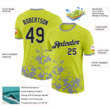 Custom Neon Yellow Black-Gray Brush Stroke Splatter Performance T-Shirt