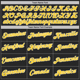 Custom Black Yellow Steel Gray-White Brush Stroke Splatter Performance T-Shirt