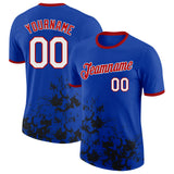 Custom Thunder Blue White Black-Red Brush Stroke Splatter Performance T-Shirt