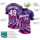 Custom Purple White-Pink Lightning Gradient Dot Performance T-Shirt