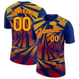 Custom Royal Gold-Red Lightning Gradient Dot Performance T-Shirt