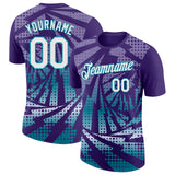 Custom Purple White-Teal Lightning Gradient Dot Performance T-Shirt