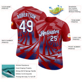 Custom Red White-Royal Lightning Gradient Dot Performance T-Shirt