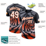 Custom Black White-Orange Lightning Gradient Dot Performance T-Shirt