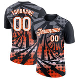 Custom Black White-Orange Lightning Gradient Dot Performance T-Shirt
