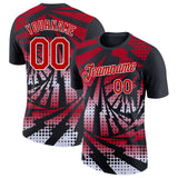 Custom Black Red-White Lightning Gradient Dot Performance T-Shirt