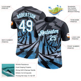Custom Black White-Sky Blue Lightning Gradient Dot Performance T-Shirt