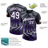 Custom Black White-Purple Lightning Gradient Dot Performance T-Shirt