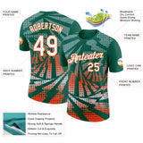 Custom Kelly Green White-Orange Lightning Gradient Dot Performance T-Shirt