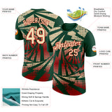 Custom Green Cream-Red Lightning Gradient Dot Performance T-Shirt