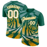 Custom Kelly Green White-Gold Lightning Gradient Dot Performance T-Shirt