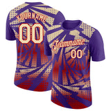 Custom Purple Cream-Red Lightning Gradient Dot Performance T-Shirt
