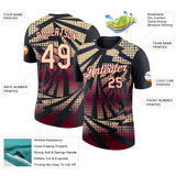 Custom Black Cream-Maroon Lightning Gradient Dot Performance T-Shirt