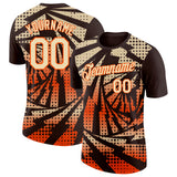 Custom Brown Cream-Orange Lightning Gradient Dot Performance T-Shirt
