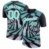 Custom Black Ice Blue-White Lightning Gradient Dot Performance T-Shirt