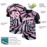 Custom Black Light Pink-White Lightning Gradient Dot Performance T-Shirt