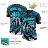Custom Black Teal-White Lightning Gradient Dot Performance T-Shirt