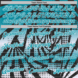 Custom Black Teal-White Lightning Gradient Dot Performance T-Shirt