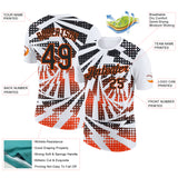 Custom White Black-Orange Lightning Gradient Dot Performance T-Shirt