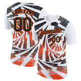 Custom White Black-Orange Lightning Gradient Dot Performance T-Shirt