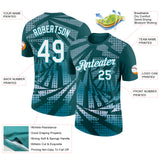 Custom Midnight Green White-Teal Lightning Gradient Dot Performance T-Shirt