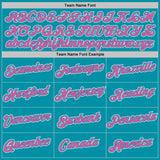 Custom White Pink-Teal Geometric V-Lines Color Block Performance T-Shirt