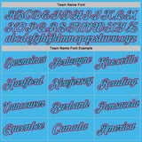 Custom Sky Blue Pink-Black Geometric V-Lines Color Block Performance T-Shirt