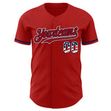 Custom Red USA Flag White-Navy Authentic Baseball Jersey