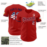 Custom Red USA Flag White-Navy Authentic Baseball Jersey