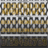 Custom Black White-Old Gold Authentic Geometric Pixel Grid Fade Football Jersey