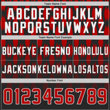 Custom Black Red-White Authentic Geometric Pixel Grid Fade Football Jersey