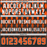 Custom Black Orange-White Authentic Geometric Pixel Grid Fade Football Jersey