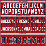 Custom Red Navy-White Authentic Geometric Pixel Grid Fade Football Jersey