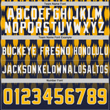 Custom Navy Gold-White Authentic Geometric Pixel Grid Fade Football Jersey
