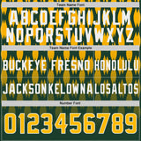 Custom Green Gold-White Authentic Geometric Pixel Grid Fade Football Jersey