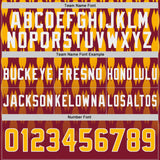 Custom Crimson Gold-White Authentic Geometric Pixel Grid Fade Football Jersey