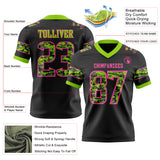 Custom Black Camo Pink-Neon Green Authentic Digital Camouflage Panel Football Jersey