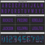 Custom Black Camo Purple-Teal Authentic Digital Camouflage Panel Football Jersey