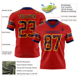 Custom Red Camo Yellow-Navy Authentic Digital Camouflage Panel Football Jersey